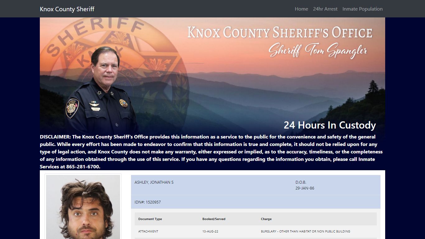 Knox County Tennessee - Sheriff - 24 Hour Arrests